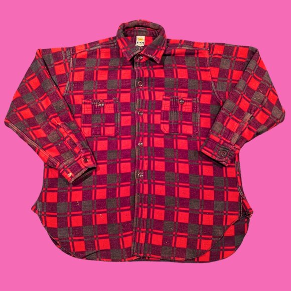 Tops - Vintage 1990's Pink and Red Plaid Shirt/Jacket Size L-XL for Women